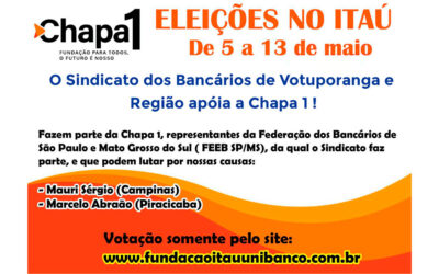 Eleições no Itaú começam hoje! Sindicato apoia a Chapa 1