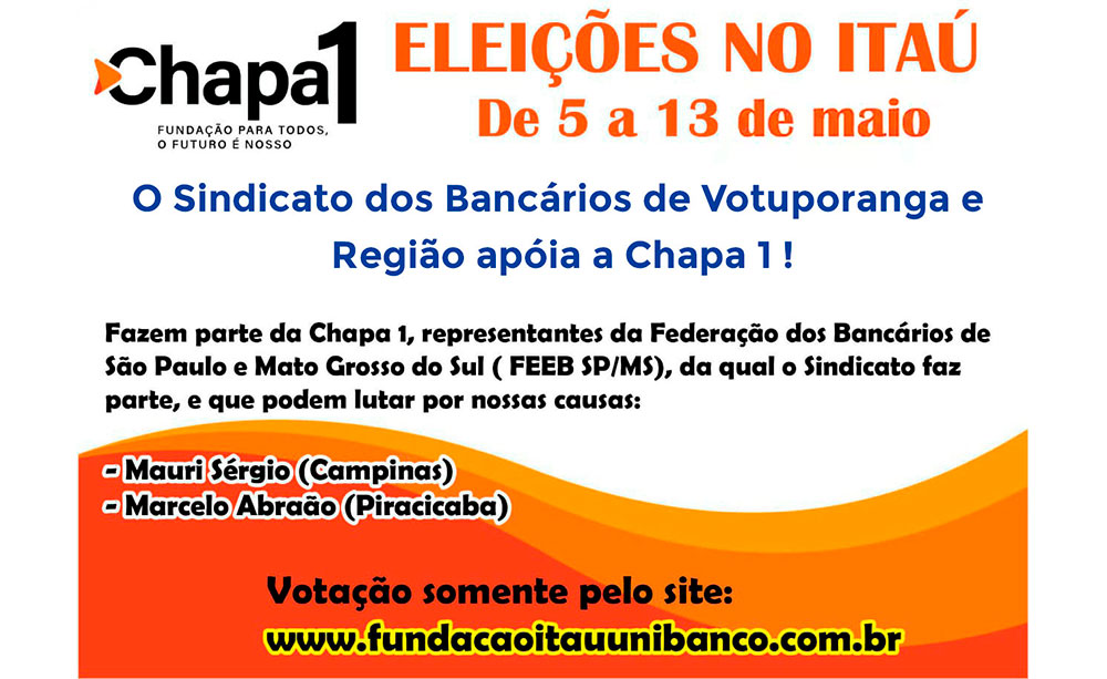 Eleições no Itaú começam hoje! Sindicato apoia a Chapa 1