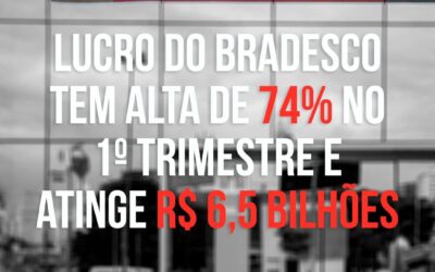 Lucro do Bradesco tem alta de 74% no 1º trimestre e atinge R$ 6,5 bilhões