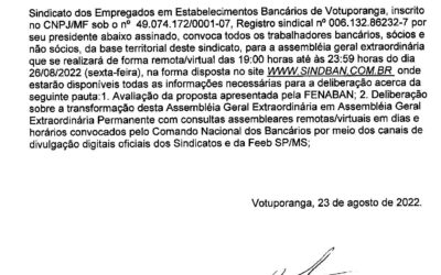EDITAL DE CONVOCAÇÃO DE ASSEMBLEIA GERAL EXTRAORDINÁRIA