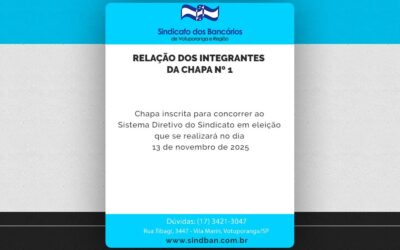 RELAÇÃO DOS INTEGRANTES DA CHAPA Nº1