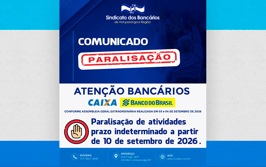 COMUNICADO PARALIZAÇÃO CAIXA E BB